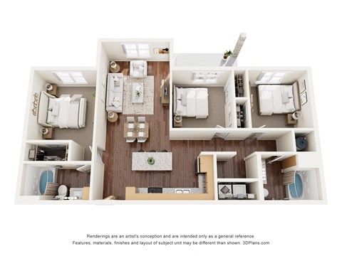 Floor plan for 3 beds, 2 baths, 1777 sqft